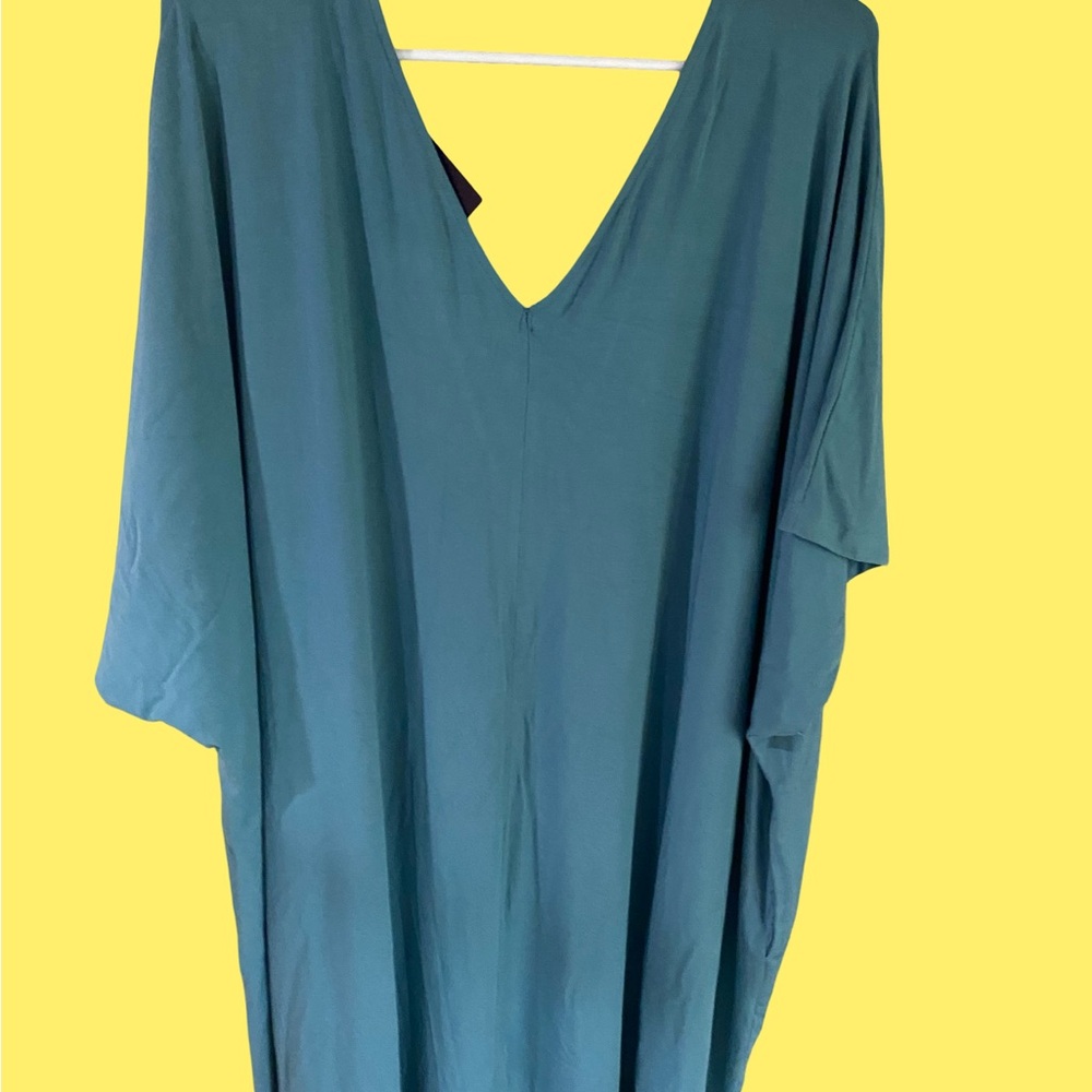 Teal V-Neck Kaftan Dress